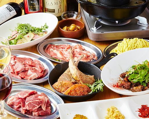 【贈り物、パーティー向け I Lamb Youセット】肩ロース200g、ラムランプ200g、ラムしゃぶ200g、ラムチョップ2本、タレ付きラム肉200g、ロッヂのタレ(大)、ロッヂのポン酢(小)、ロッヂのデュカ、燻製ホタテのオイル漬け、切り干し大根のキムチ。(3~4人前)