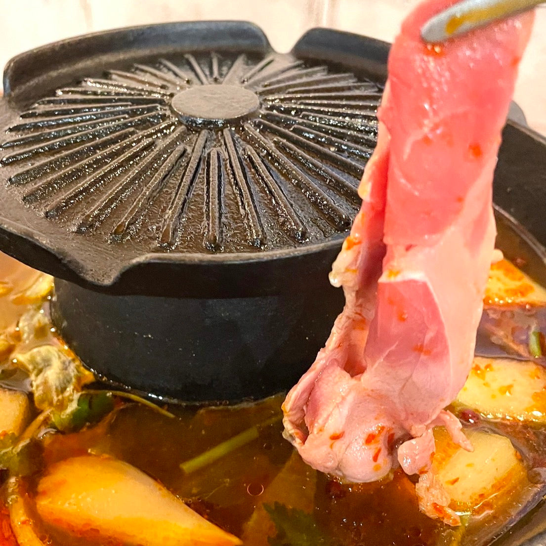 【火鍋セット】火鍋スープ、らむしゃぶ400g、たまご麺200g